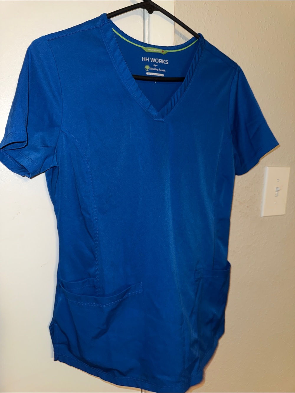 HH Works Women's V-Neck Scrub Top in Royal Blue